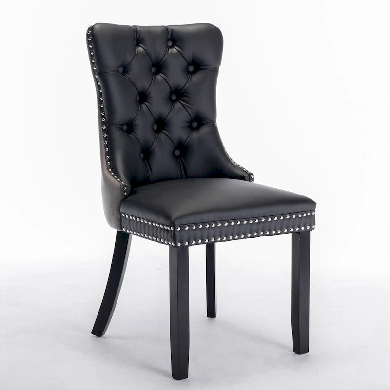 Chaise de salle à manger contemporaine capitonnée haut de gamme avec clous décoratifs