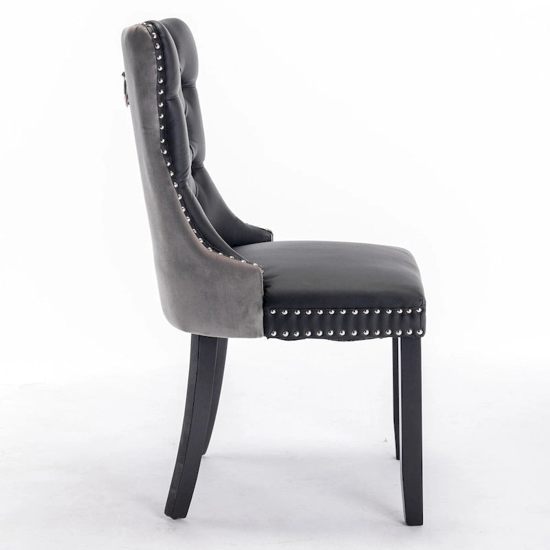 Chaise de salle à manger contemporaine capitonnée haut de gamme avec clous décoratifs
