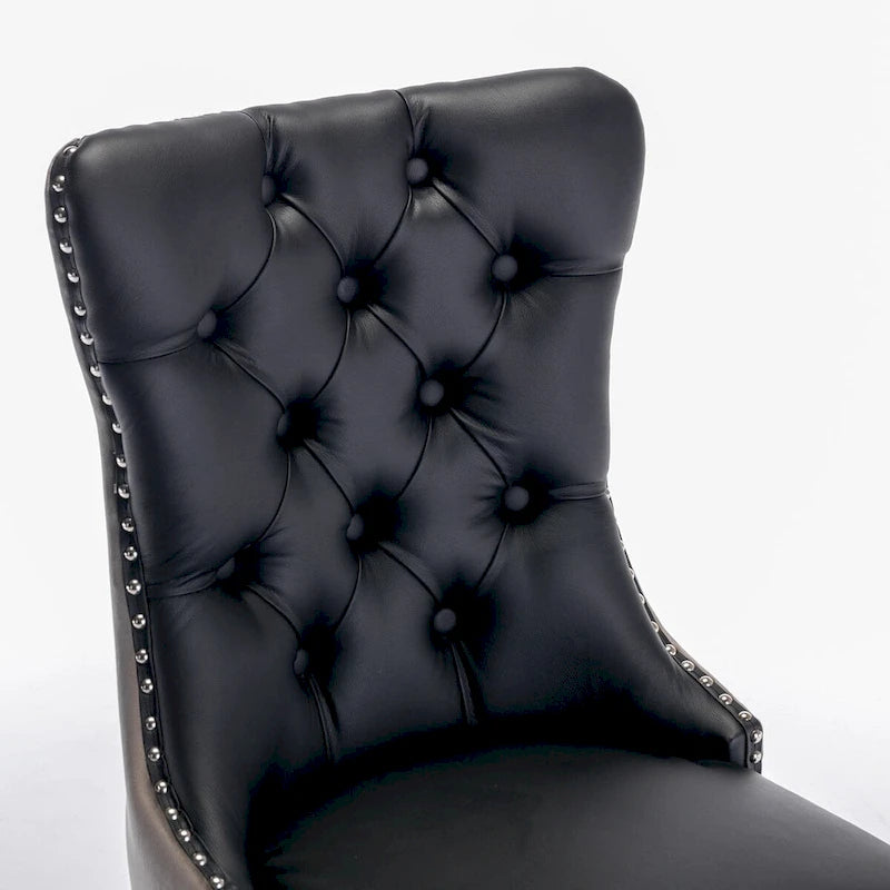 Chaise de salle à manger contemporaine capitonnée haut de gamme avec clous décoratifs