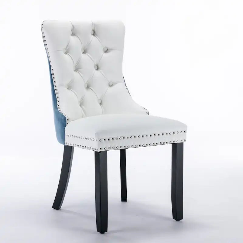 Chaise de salle à manger contemporaine capitonnée haut de gamme avec clous décoratifs