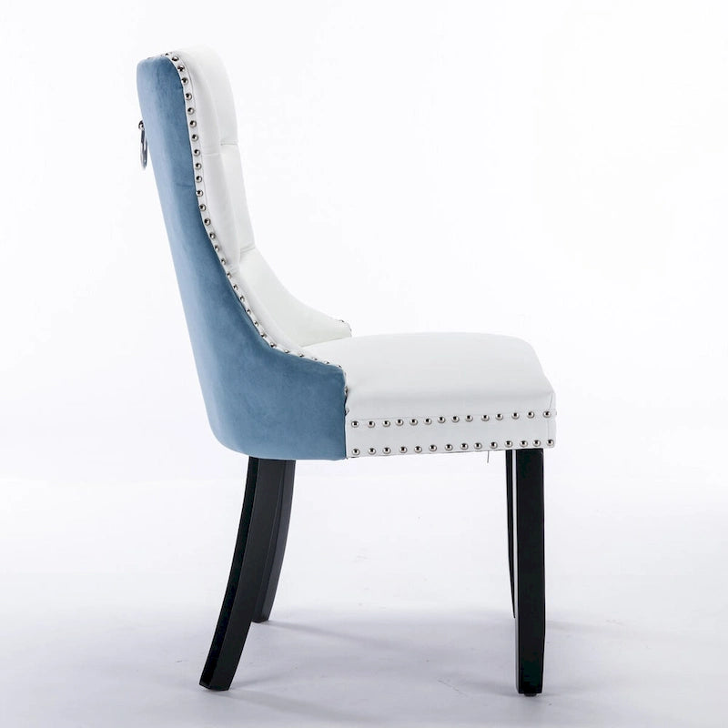 Chaise de salle à manger contemporaine capitonnée haut de gamme avec clous décoratifs
