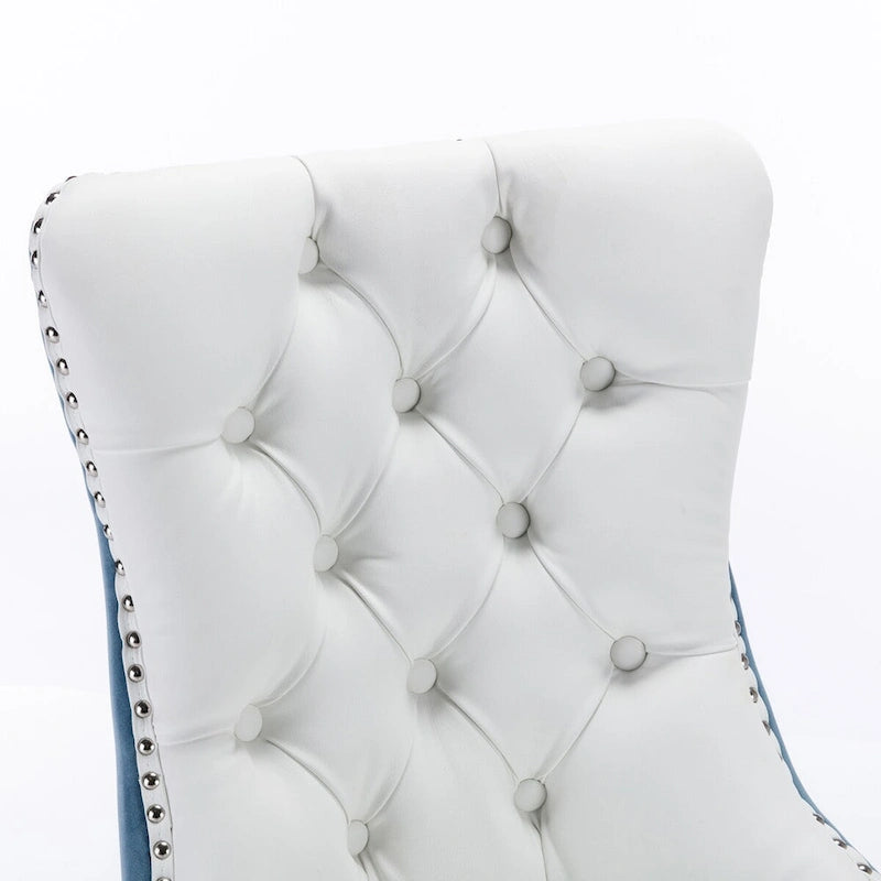Chaise de salle à manger contemporaine capitonnée haut de gamme avec clous décoratifs