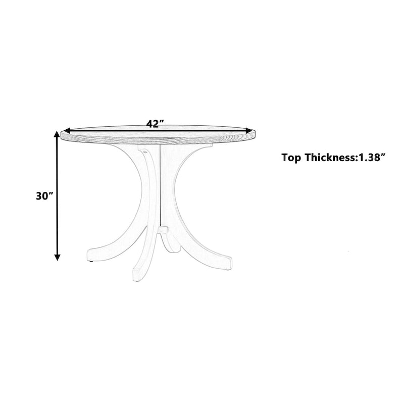 Table à manger ronde de 42 po - Style Mid-Century, 4 places
