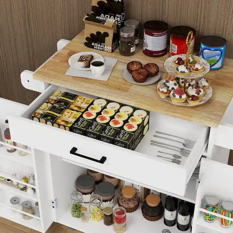 Desserte de cuisine roulante avec 1 tiroir et 2 portes