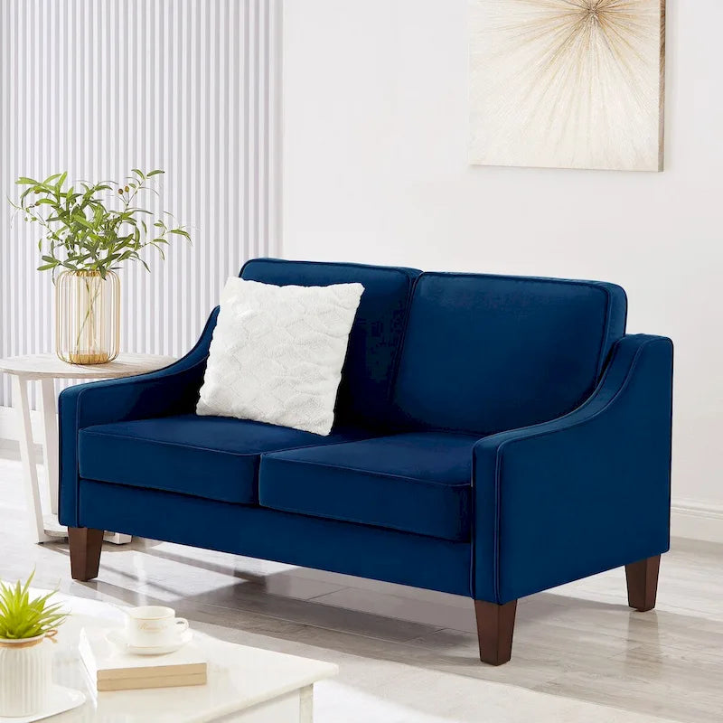 Modern Velvet Loveseat Sofa - 51.5L x 29W x 34.25H