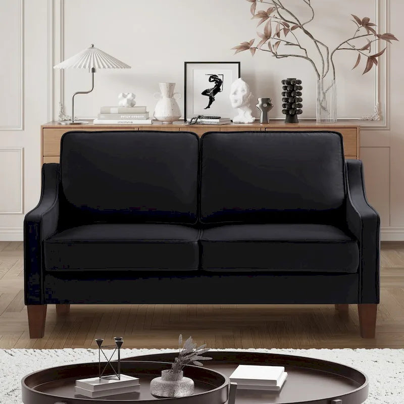 Modern Loveseat Sofa for Living Room Upholstered Velvet Small Couch - 51.5L x 29 W x 34.25 H , Seat height: 18