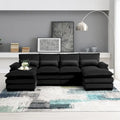 6-seat Upholstered Symmetrical Sofa Furniture U-shaped Sectional Sofa with Waist Pillows