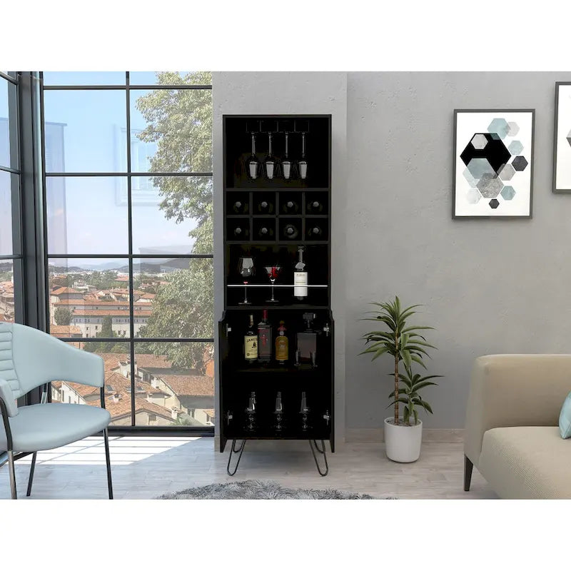 Meuble Bar pour Cuisine, Salle à Manger, Salon, Noir