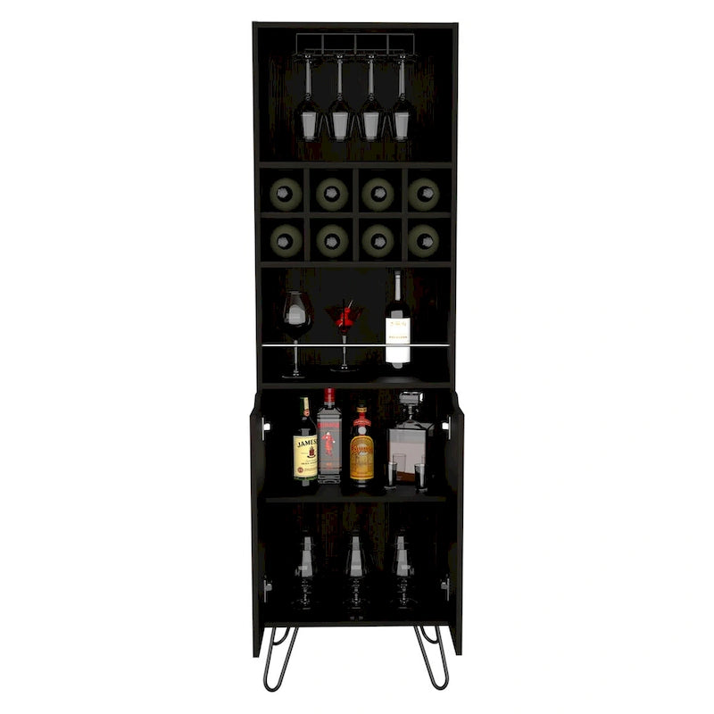 Meuble Bar pour Cuisine, Salle à Manger, Salon, Noir