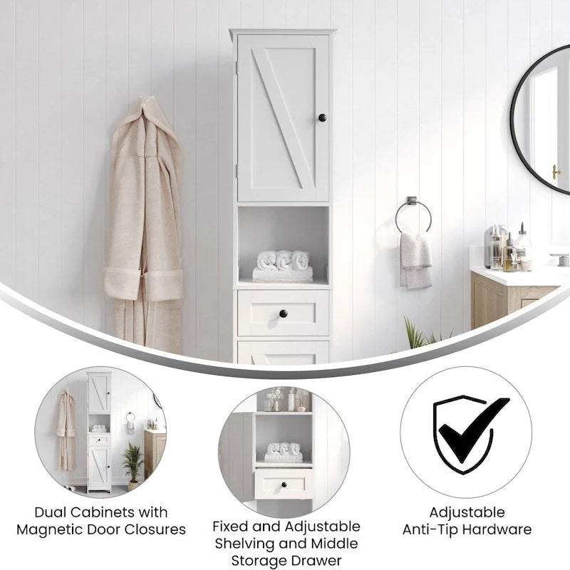 Freestanding Bathroom Tall Linen Tower Storage Organizer with Shelves