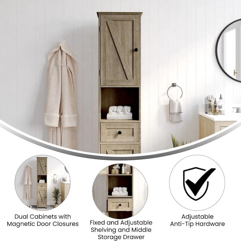 Freestanding Bathroom Tall Linen Tower Storage Organizer with Shelves