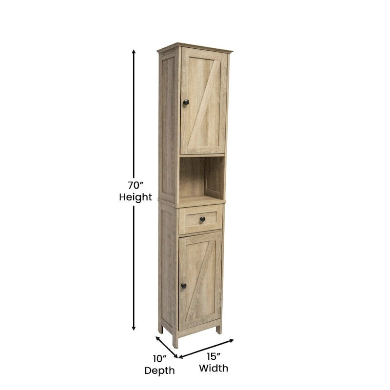 Freestanding Bathroom Tall Linen Tower Storage Organizer with Shelves