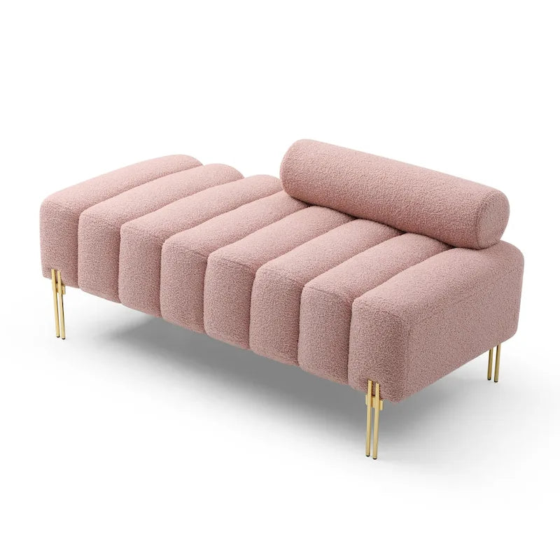 Banc de bout de lit moderne en tissu sherpa
