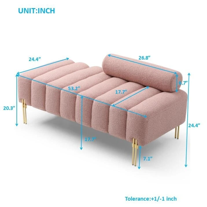 Banc de bout de lit moderne en tissu sherpa