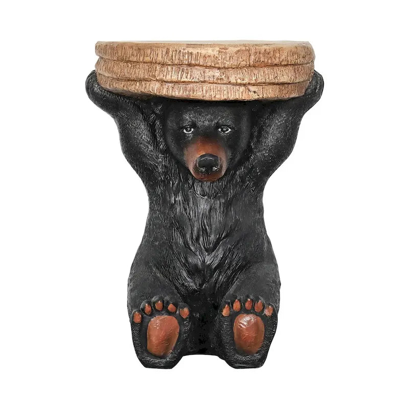 Table socle forêt, décor cabane rustique, 52,8 cm de hauteur, table ours réaliste