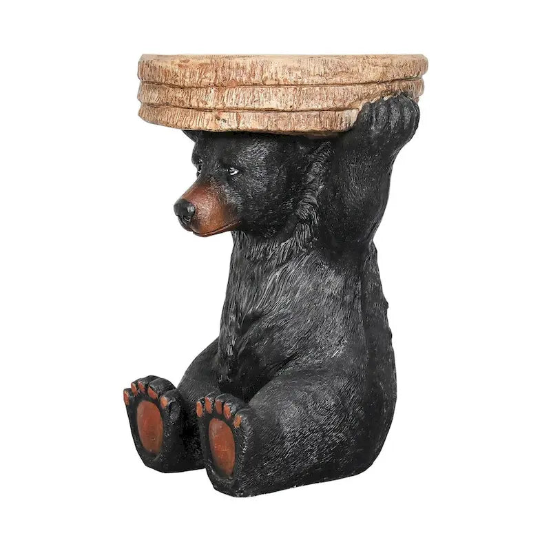 Table socle forêt, décor cabane rustique, 52,8 cm de hauteur, table ours réaliste