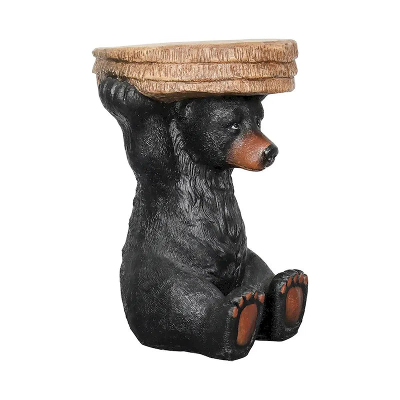 Table socle forêt, décor cabane rustique, 52,8 cm de hauteur, table ours réaliste