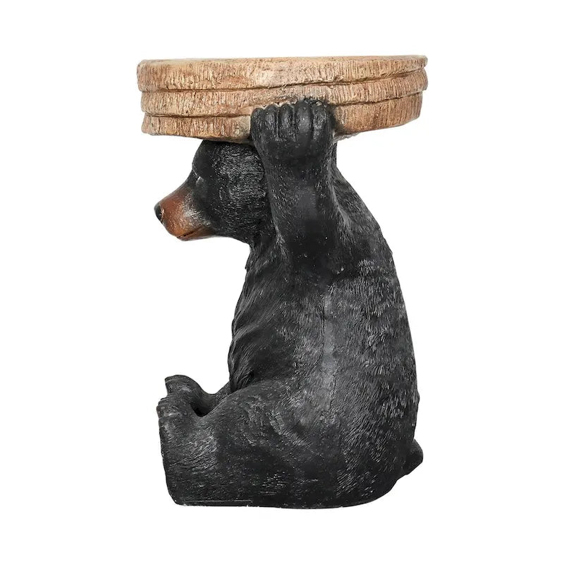 Table socle forêt, décor cabane rustique, 52,8 cm de hauteur, table ours réaliste