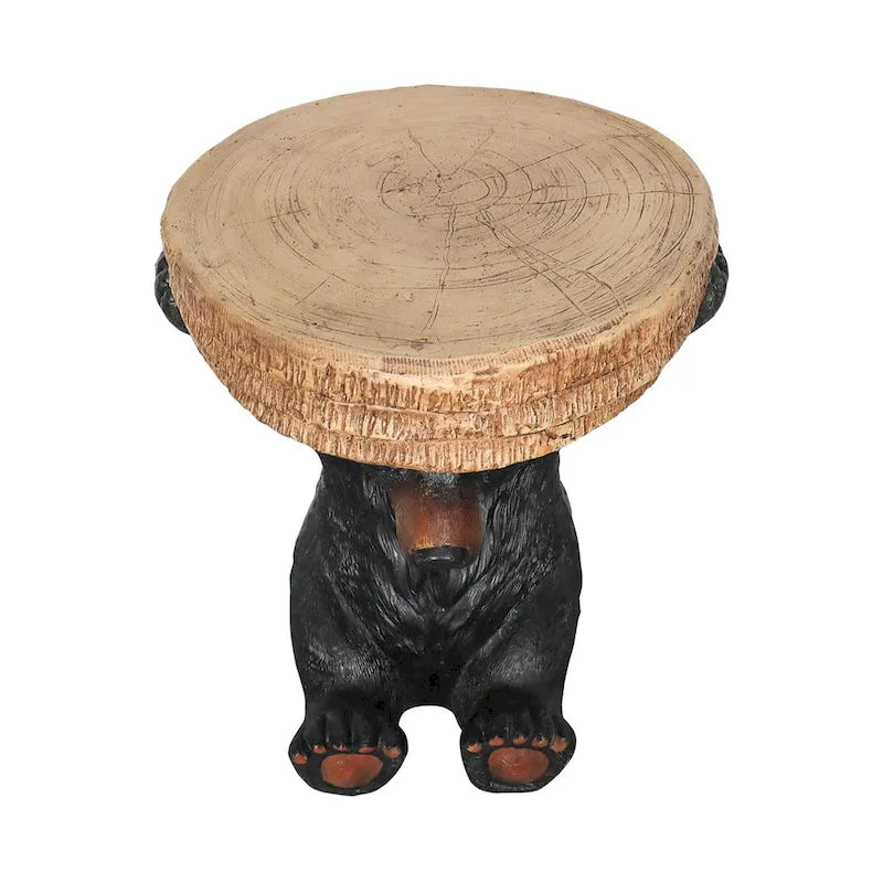 Table socle forêt, décor cabane rustique, 52,8 cm de hauteur, table ours réaliste