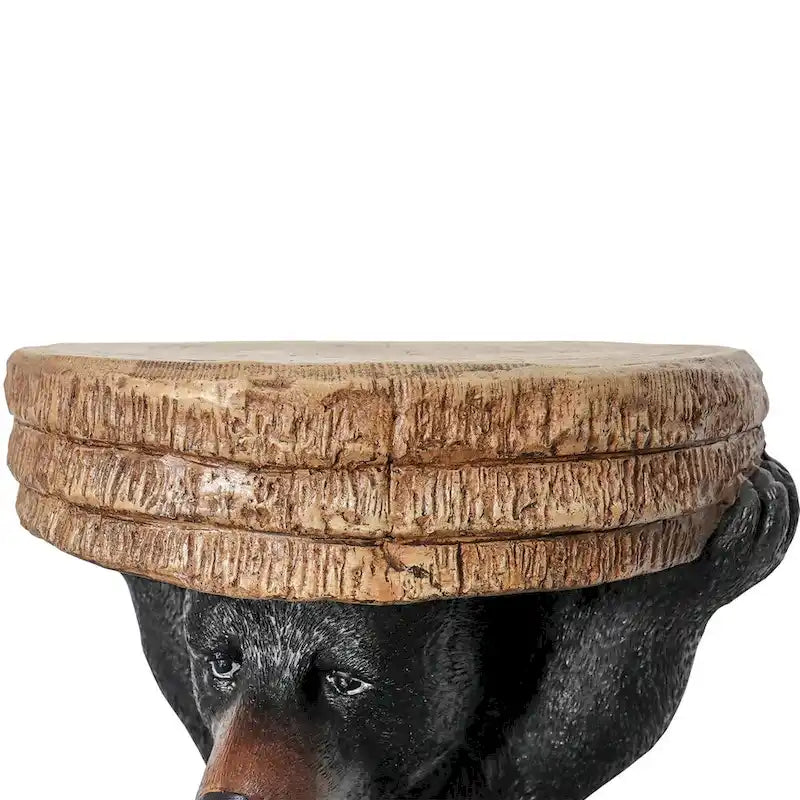 Table socle forêt, décor cabane rustique, 52,8 cm de hauteur, table ours réaliste
